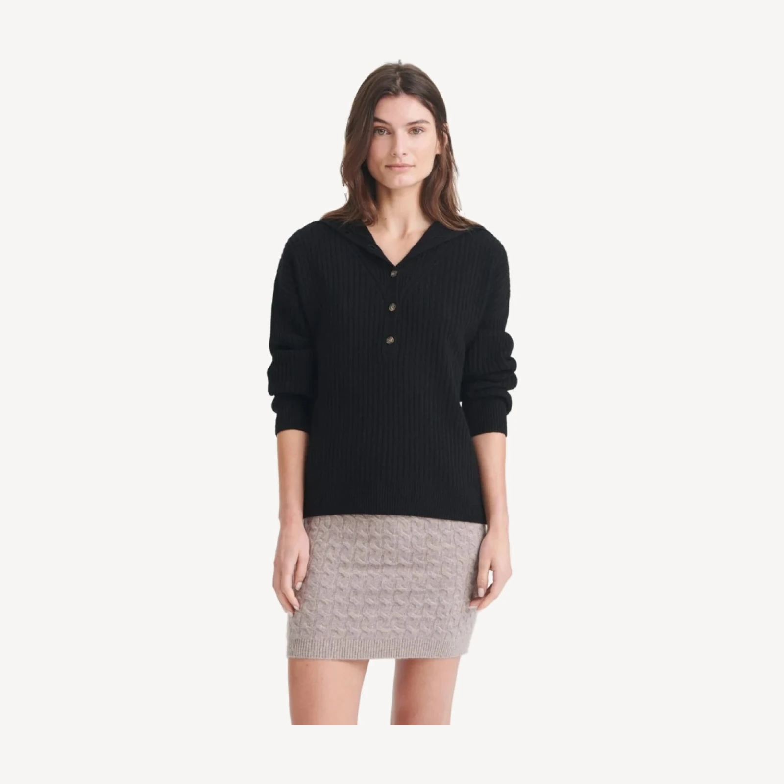 Cashmino Half Button Sweater
