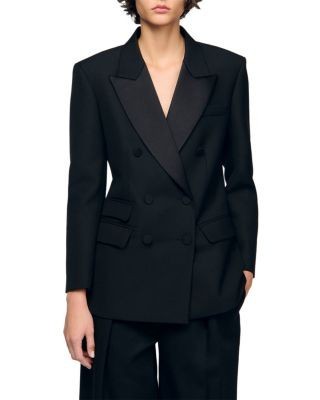 Sandro Moncea Satin Lapel Blazer