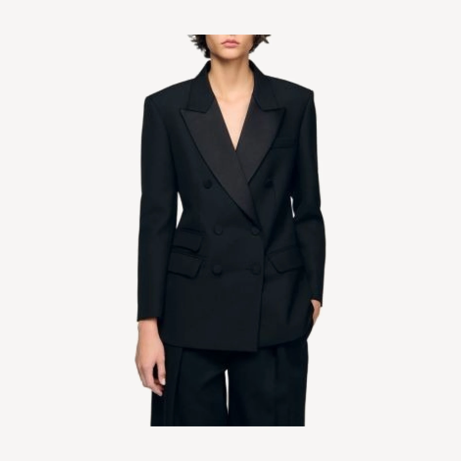 Sandro Moncea Satin Lapel Blazer