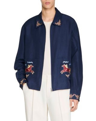 Sandro SS26 Embroidered Horse Wing Collar Jacket