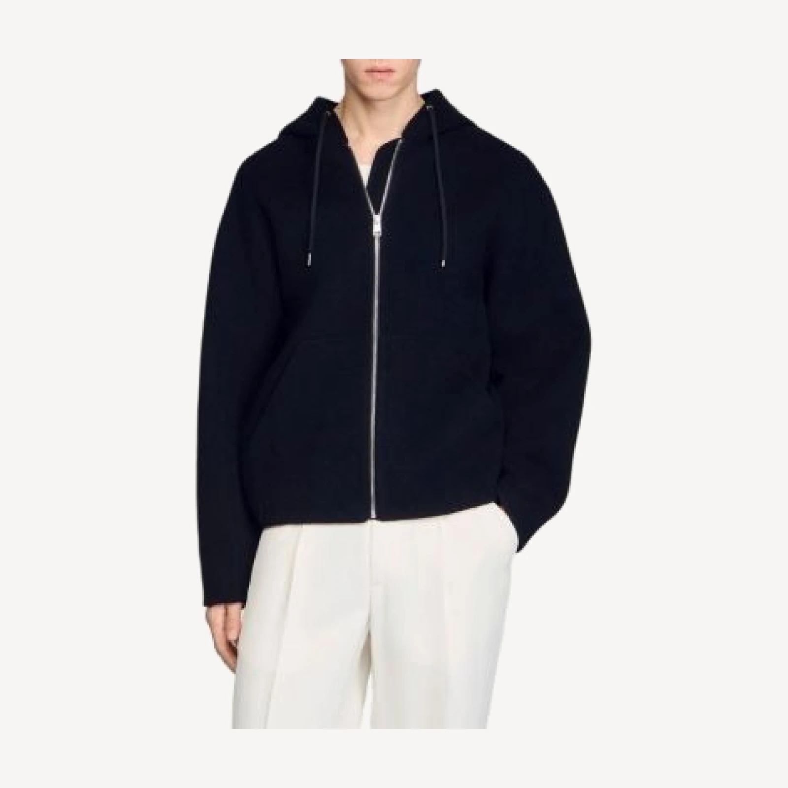 Sandro Hooded Zipper Wool Jacket