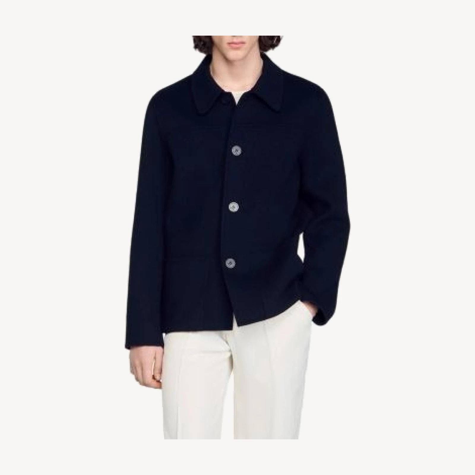 Sandro Worker Double Wool Blend Jacket