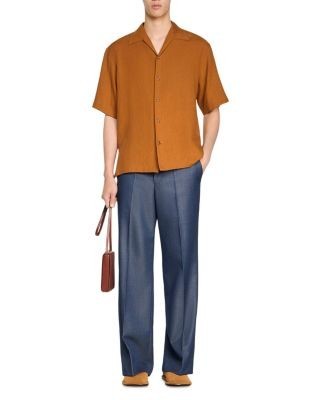 Sandro Classic Fit Shark Collar Linen Shirt