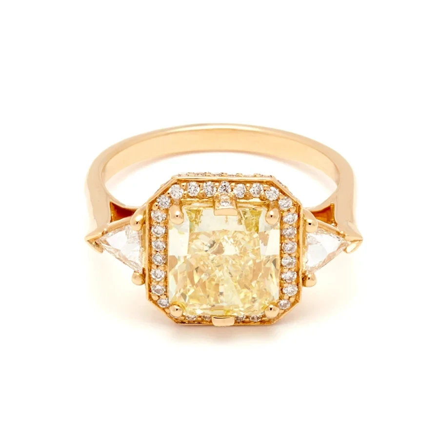 Bea Halo Ring - 18k Yellow Gold & Yellow Diamond (3.02ct)