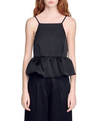 Sandro Ruffled Crop Top
