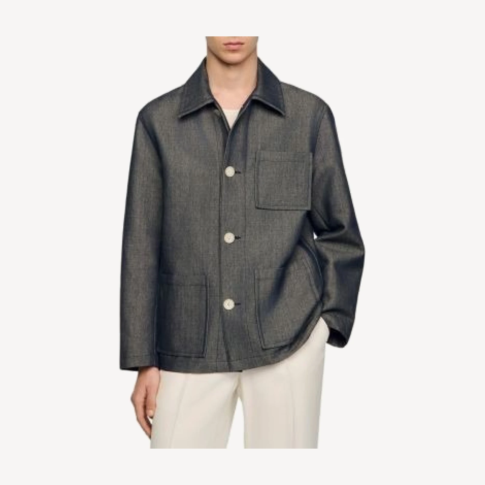Sandro Denim Effect Worker Jacket