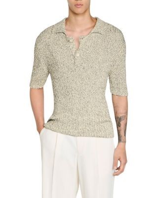Sandro Raffaele Marl Cotton Knit Polo Shirt