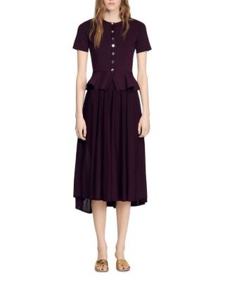 Sandro Judith Peplum Knit Maxi Dress