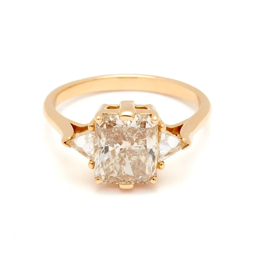 Bea Three Stone Ring - 18k Yellow Gold & Champagne Diamond (2.03ct)