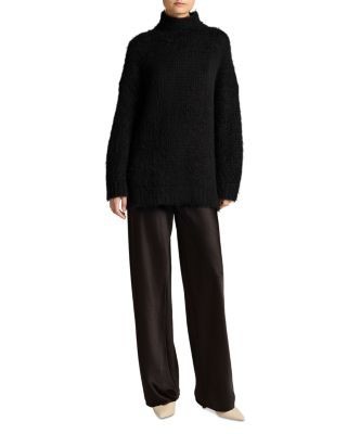 Vince Wool & Cotton Oversized Brushed Mock Neck Sweater