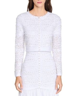 Sandro Cropped Pearl Cardigan