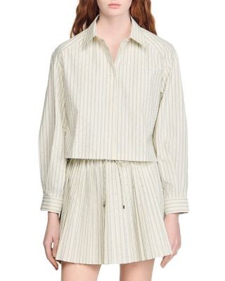 Sandro Striped Rhinestone Shirt