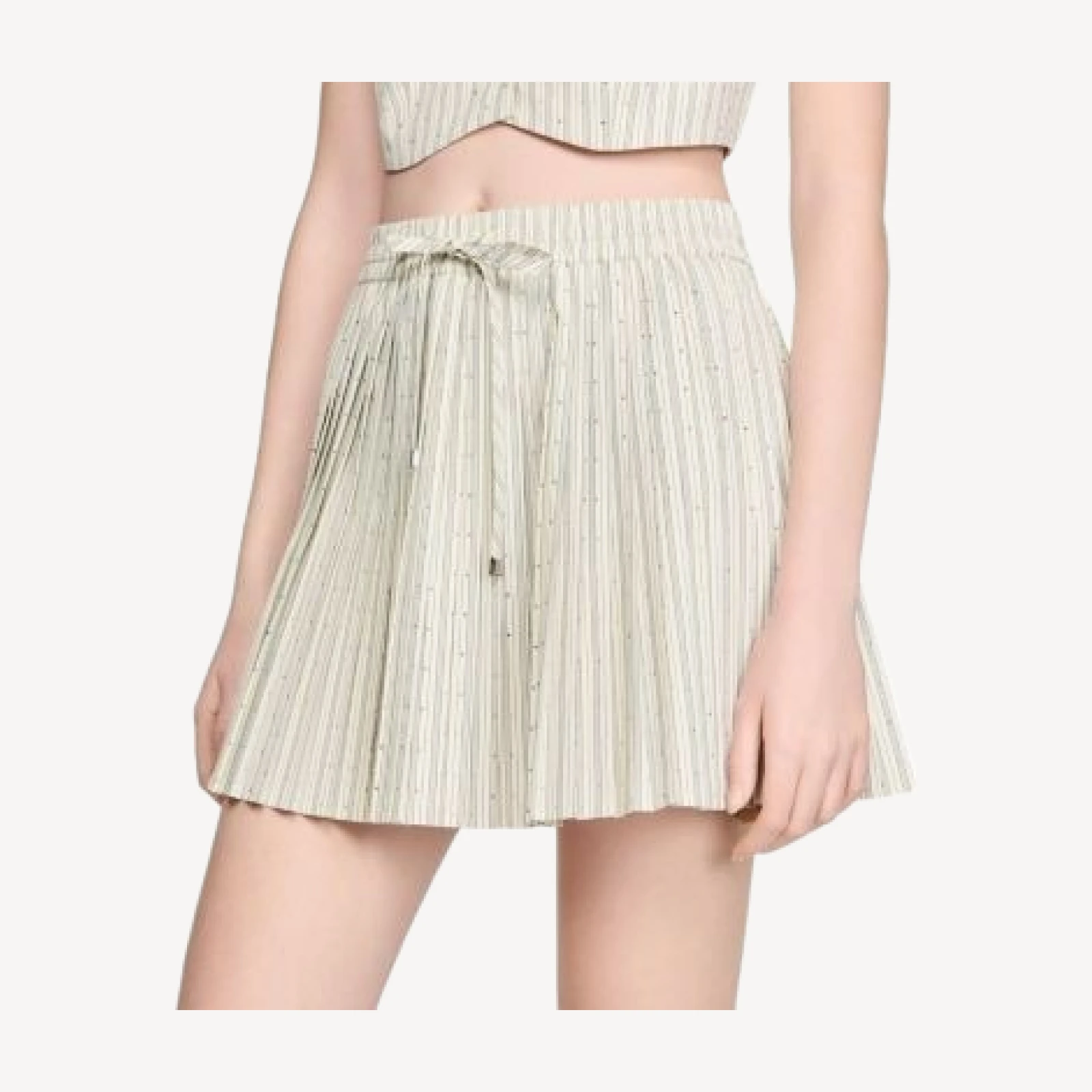 Sandro Short Rhinestone Striped Skirt