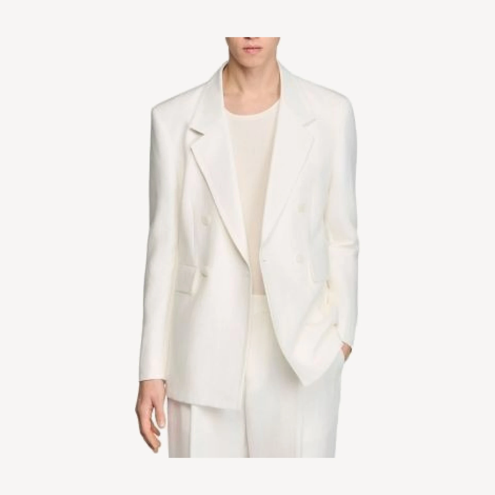 Sandro Double Breasted Linen Suit Jacket
