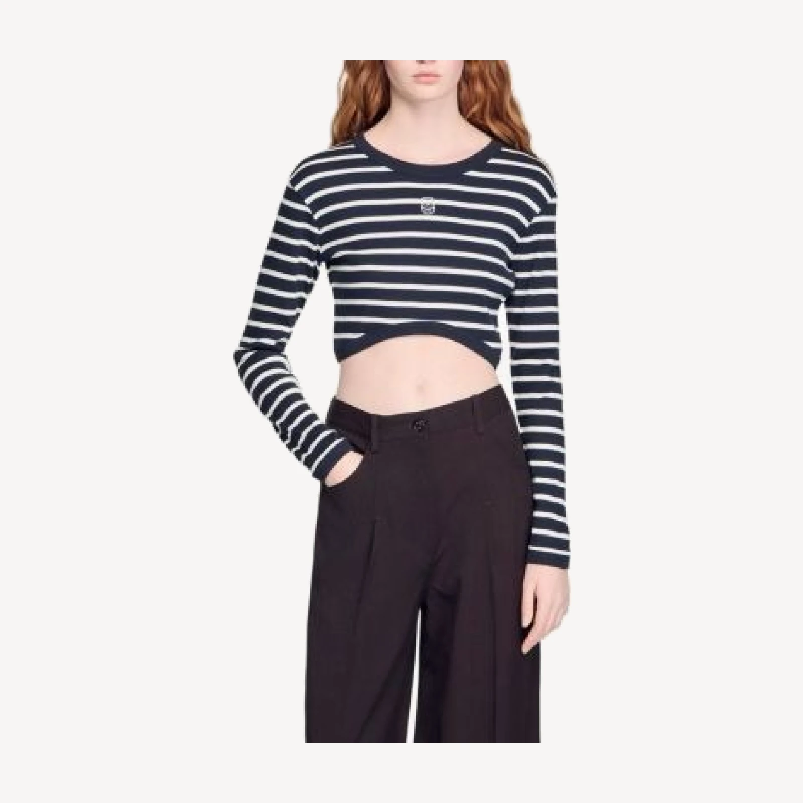 Sandro Cropped Striped Tee