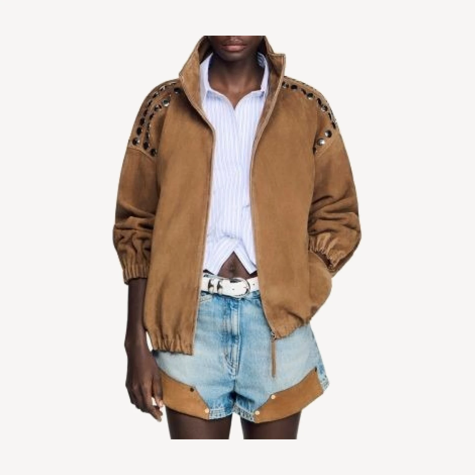 Sandro Studded Suede Jacket