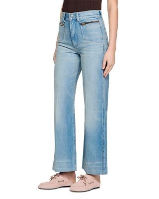 Sandro Faded Straight Jeans in Blue Jean
