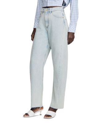 Sandro Ethan Wide Leg Barrel Jeans in Sky Blue