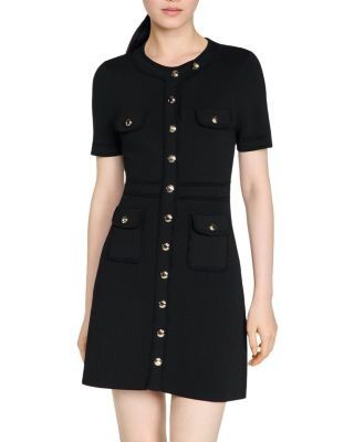 Sandro Sis Button Up Knit Short Dress
