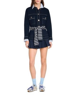 Sandro Contrast Stitch Cardigan