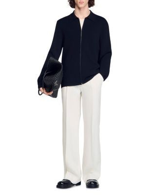 Sandro Zipped Viscose Knit Cardigan