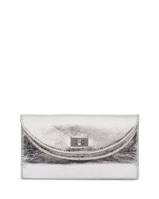Sandro Mambo Metallic Silver Leather Clutch
