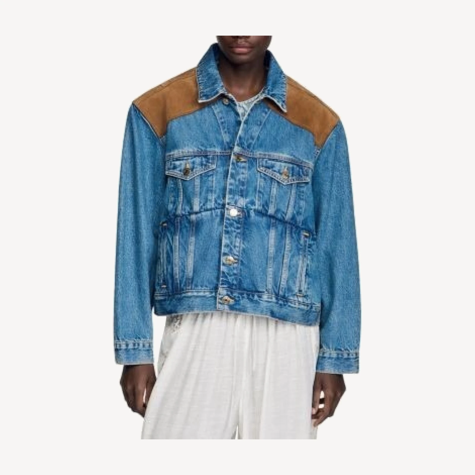 Sandro Denim & Suede Jacket