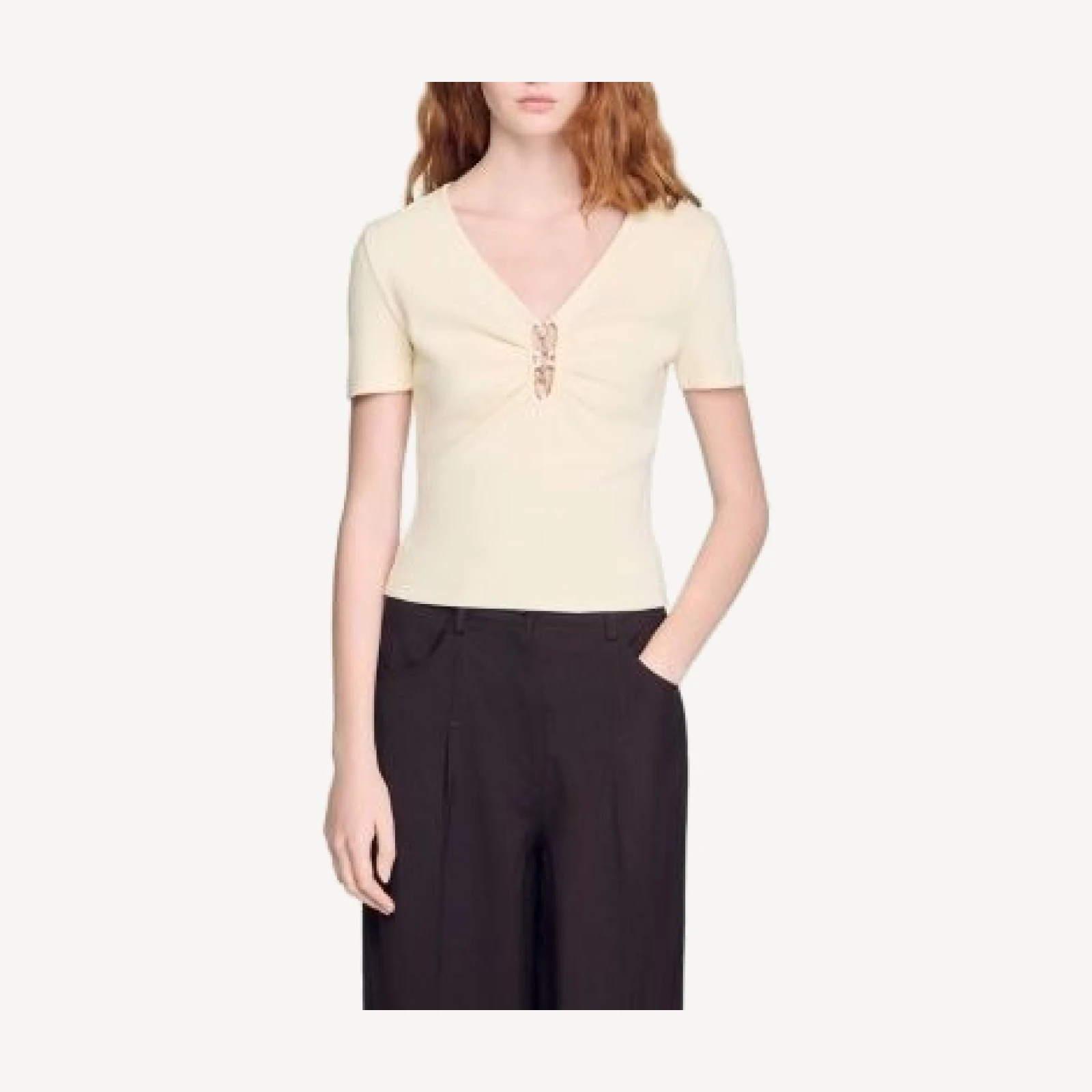 Sandro Embellished Cropped Tee