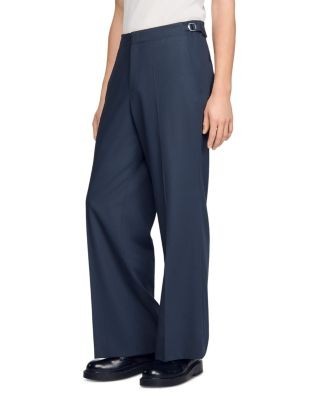 Sandro Wide Leg Boucle Wool Trousers