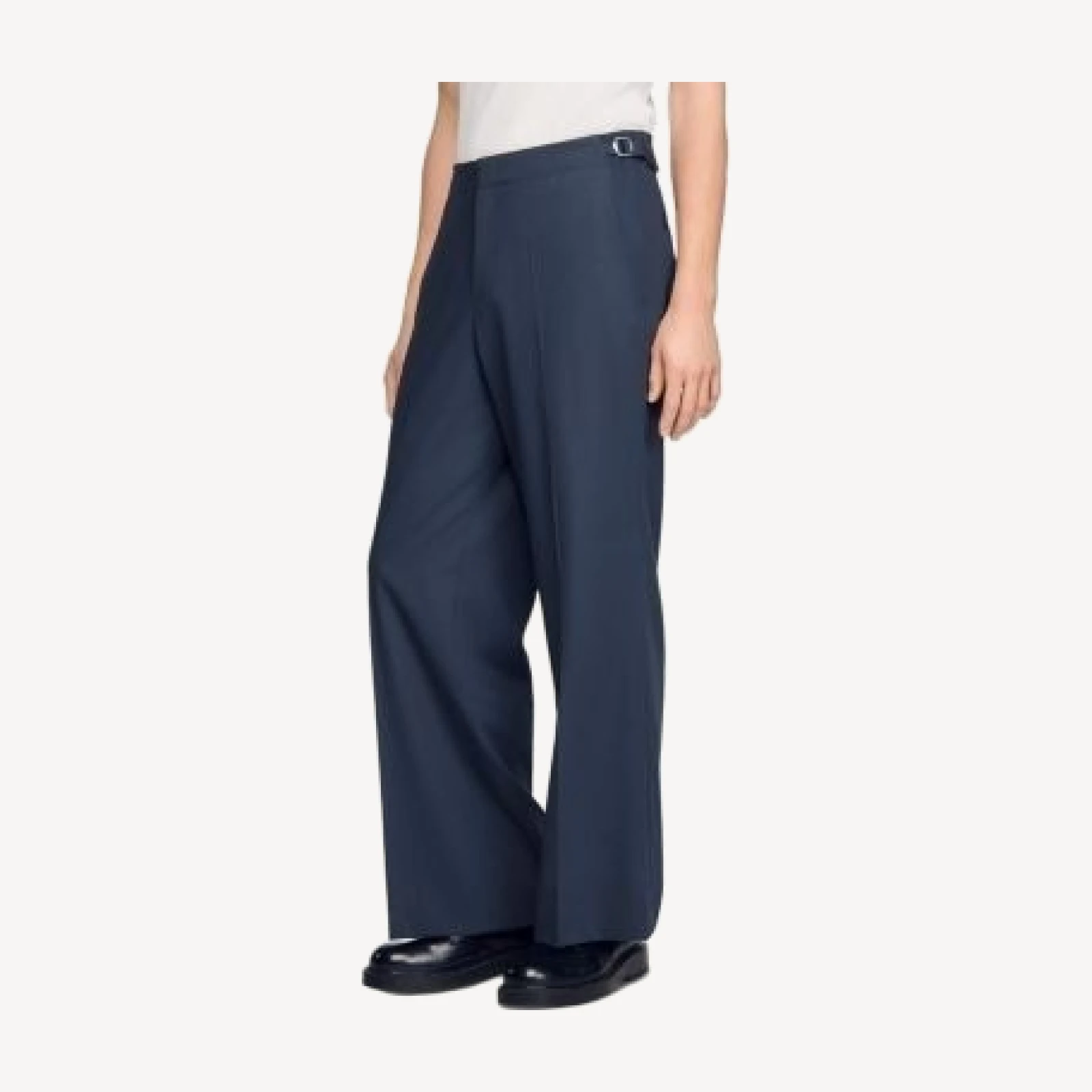 Sandro Wide Leg Boucle Wool Trousers