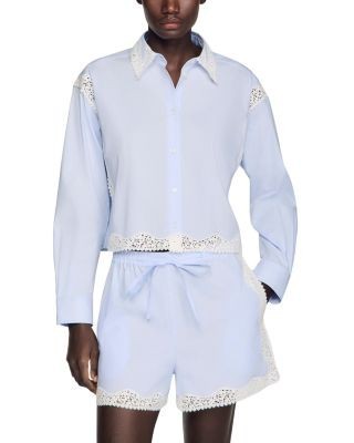 Sandro Gaia Lace Trim Shirt
