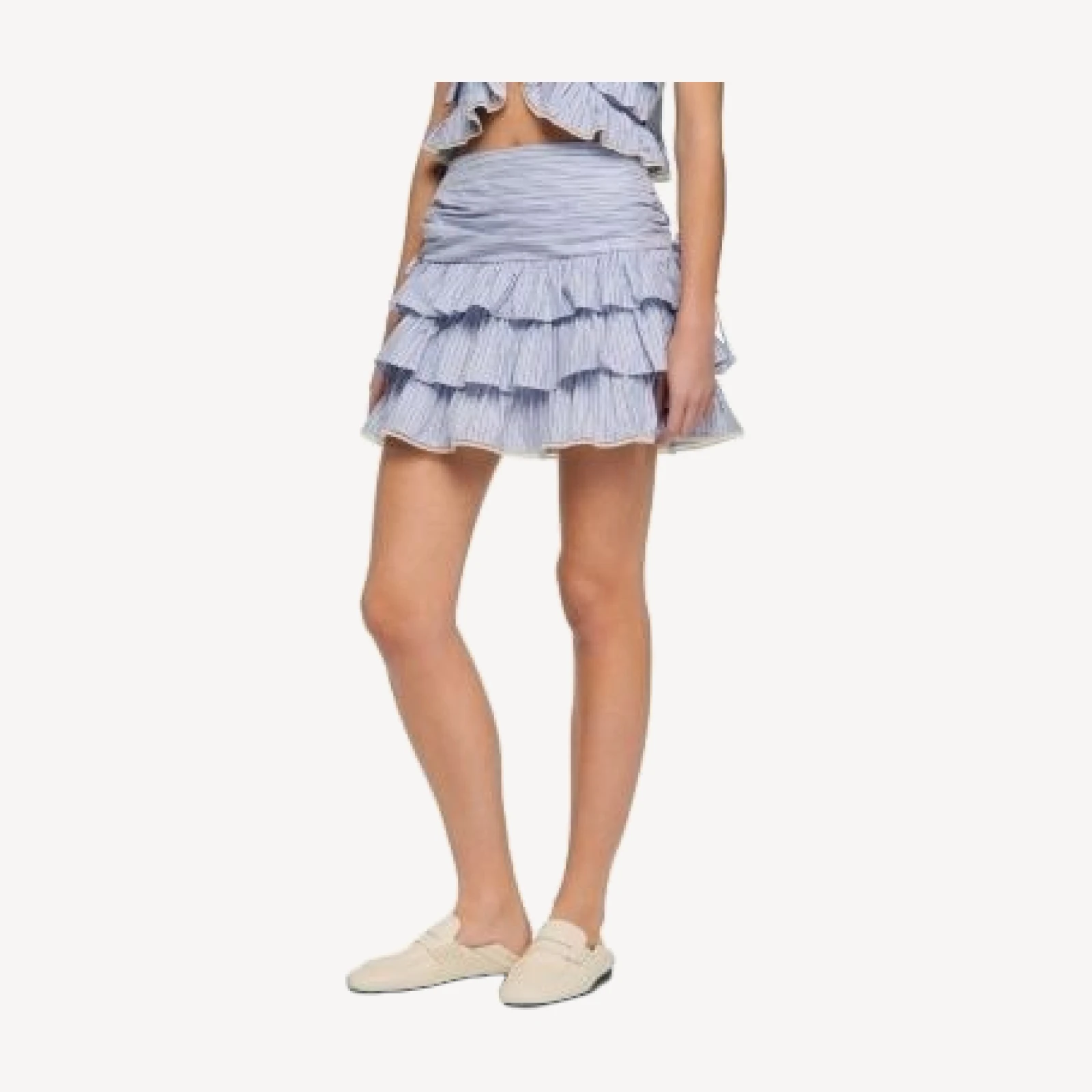 Sandro Margaret Mini Striped Ruffle Skirt