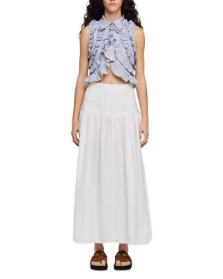 Sandro Aleonor Poplin Side Tie Maxi Skirt