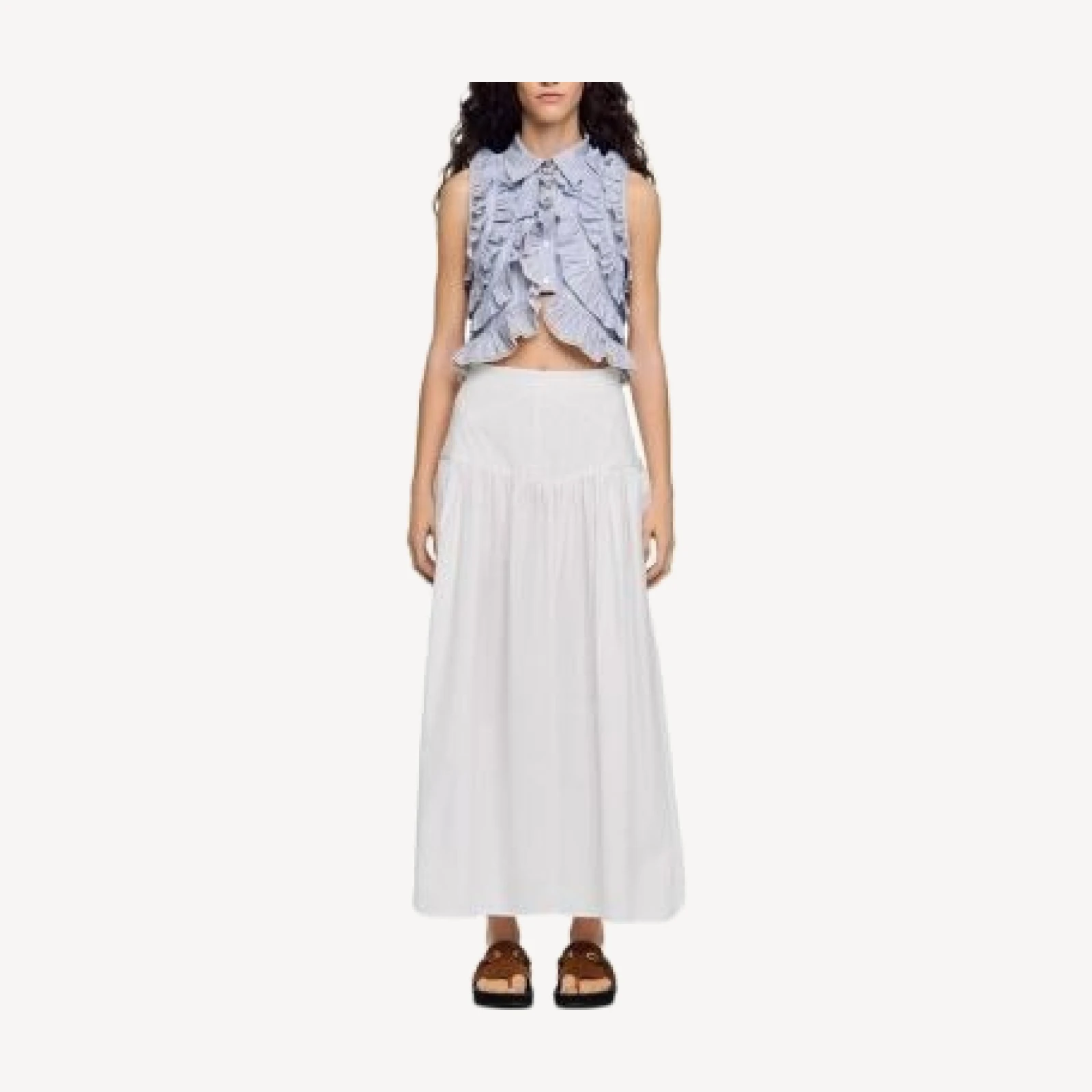 Sandro Aleonor Poplin Side Tie Maxi Skirt