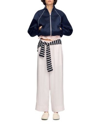 Sandro Satin Wide Leg Trousers