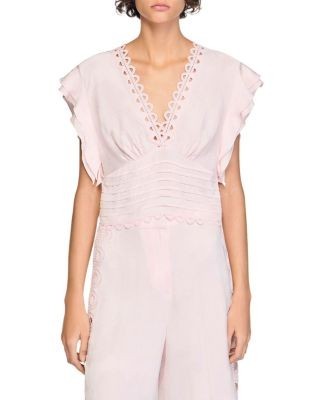 Sandro Floral Jacquard Crop Top