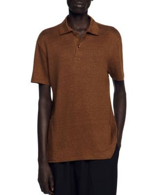 Sandro Beach Linen Polo Shirt