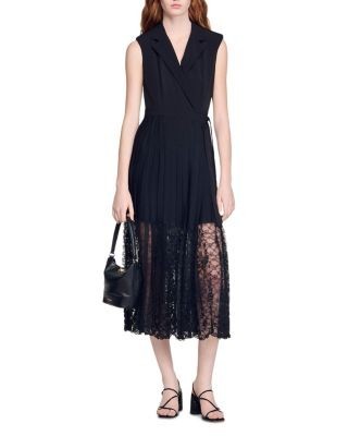 Sandro Tailored Collar Midi Dress