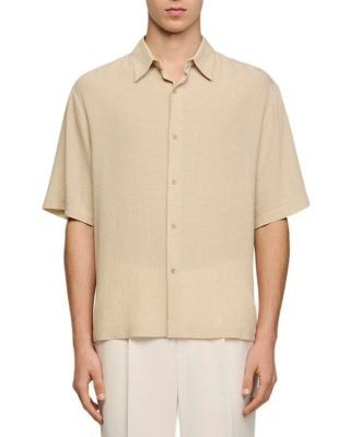 Sandro Pleated Shark Collar Shirt