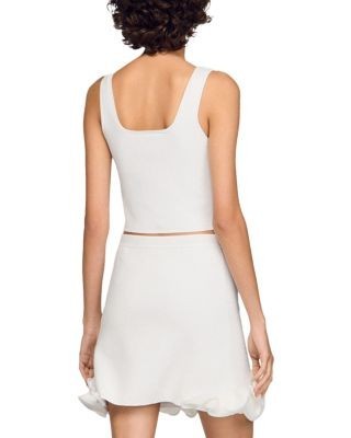 Sandro Calice Floral Knit Crop Top