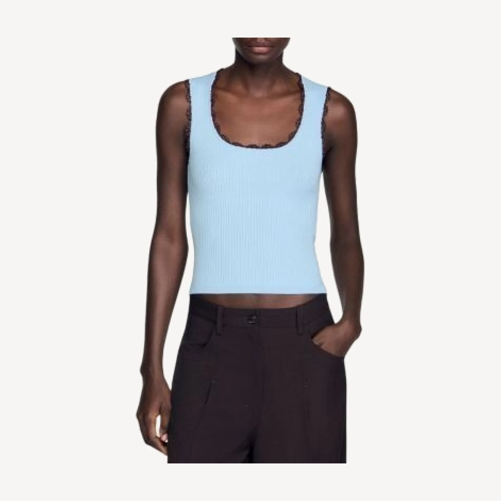 Sandro Belize Crochet Trim Tank Top