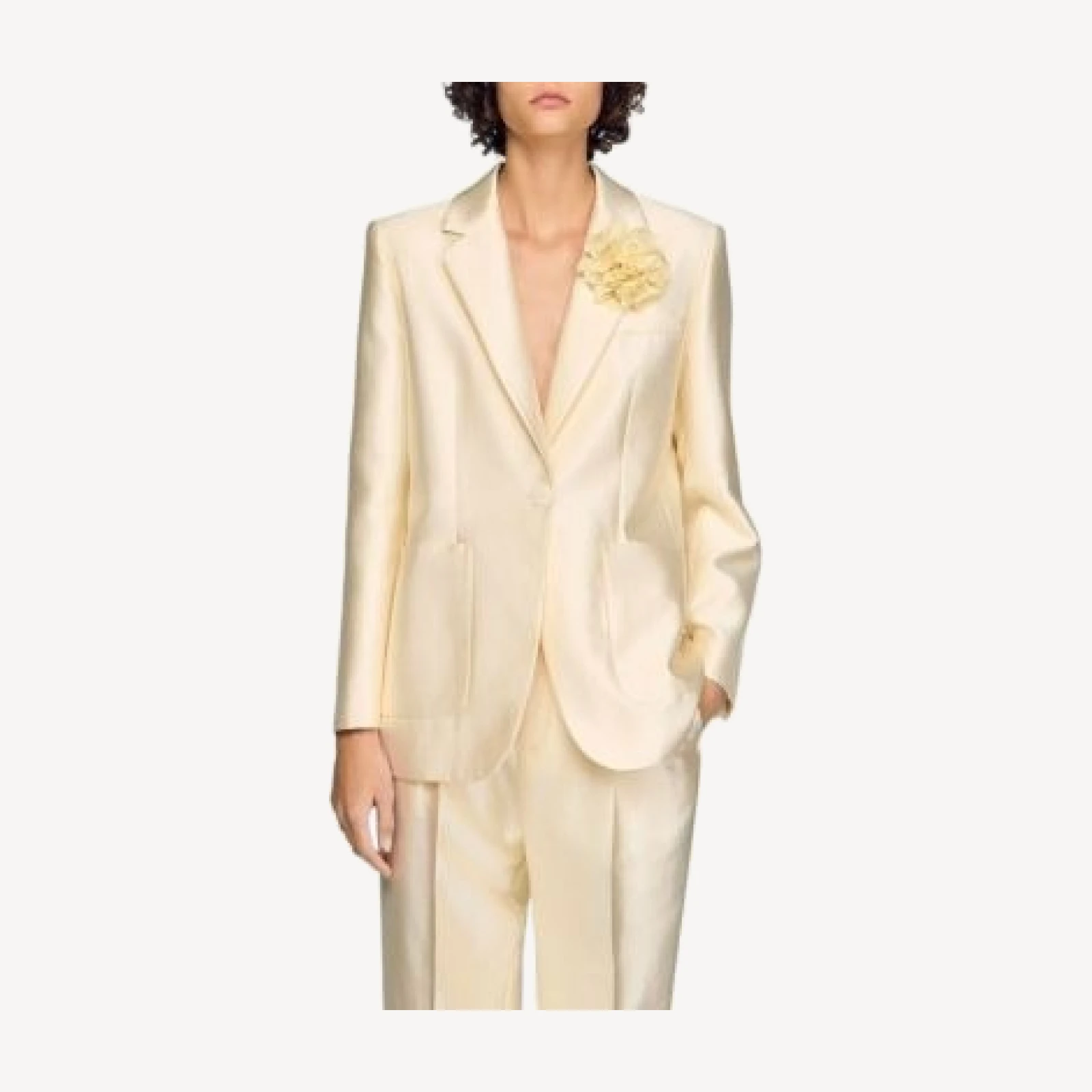Sandro Satin Jacket with Flower Detail