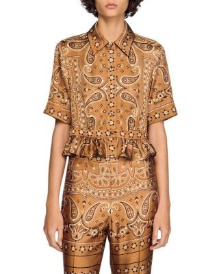 Sandro Vanessi Bandana Print Cropped Shirt