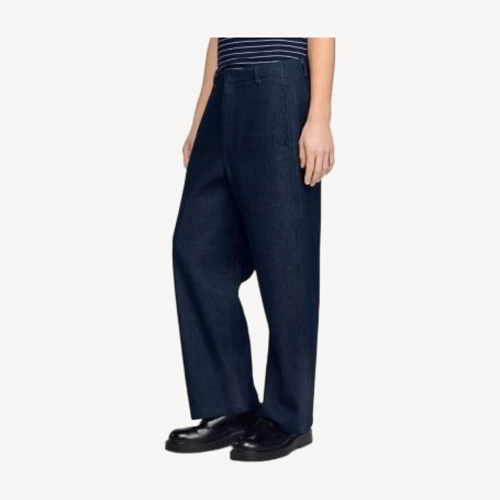 Sandro Raw Barrel Jeans in Navy Blue