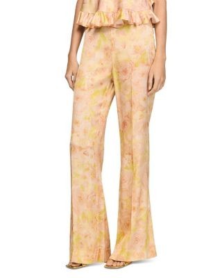 Sandro Floral Print Flowy Trousers