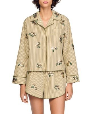 Sandro Nilla Embroidered Striped Shirt