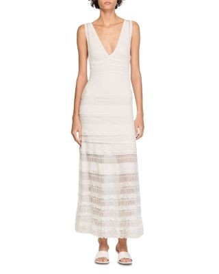 Sandro Pointelle Knit Maxi Dress