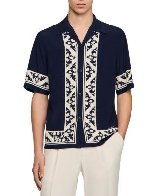 Sandro SS26 Loose Fit Amalfi Contrast Print Shirt