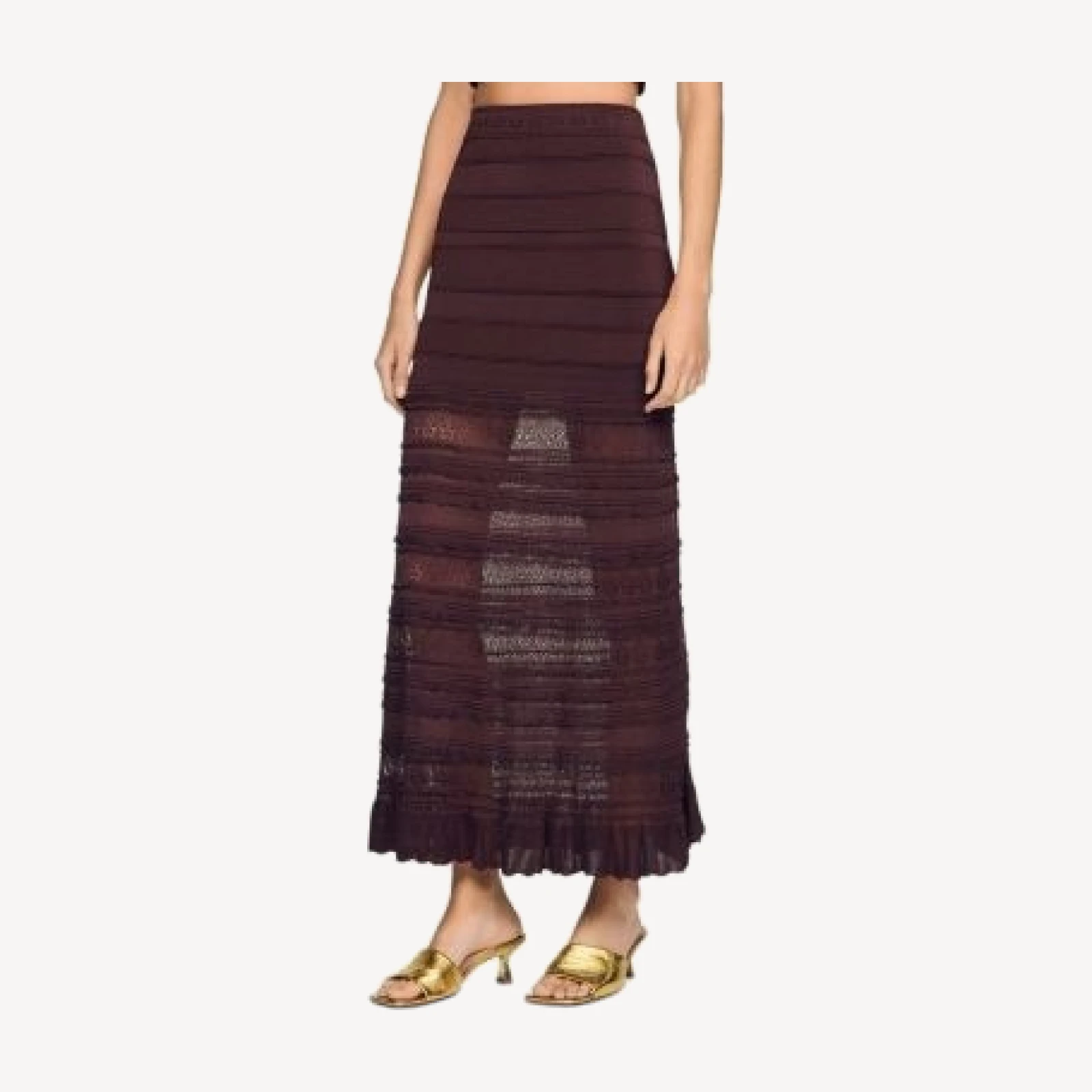 Sandro Andriane Pointelle Knit Maxi Skirt