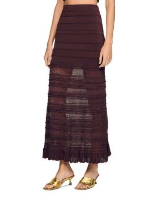 Sandro Andriane Pointelle Knit Maxi Skirt